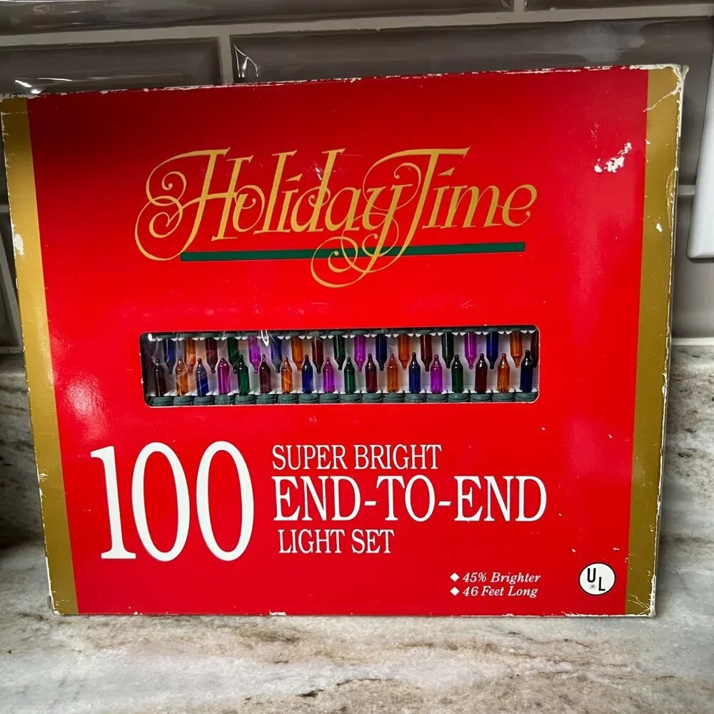 Holiday Time 100 Super Bright End-To-End Light Set 46 Ft Long Multi-Color Bulbs